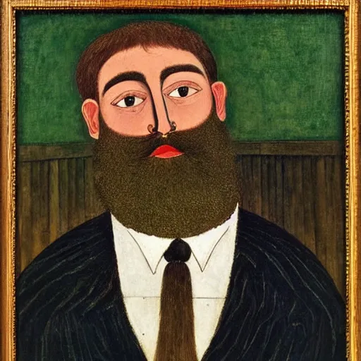 Prompt: portrait of a bearded man by dora carrington