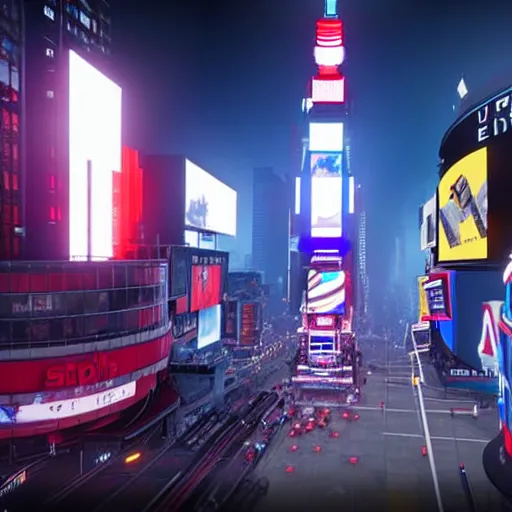 Prompt: still image of times square in the tower of destiny 2, destiny 2, unreal engine 5, screenshot