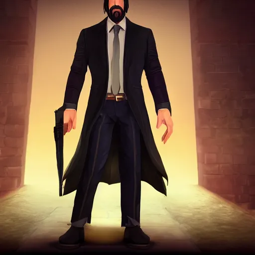 Prompt: highly detailed league of legends character render John Wick