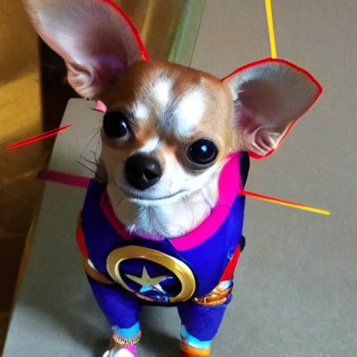 Image similar to chihuahua wearing the Infinity Gauntlet