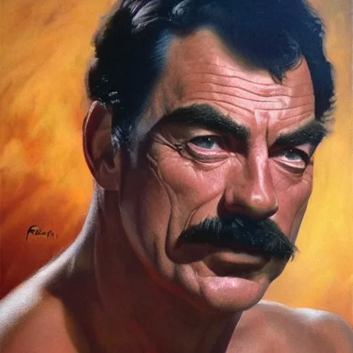 Prompt: ultra realistic portrait painting of tom selleck as sphynx, art by frank frazetta, 4 k, ultra realistic, highly detailed, epic lighting