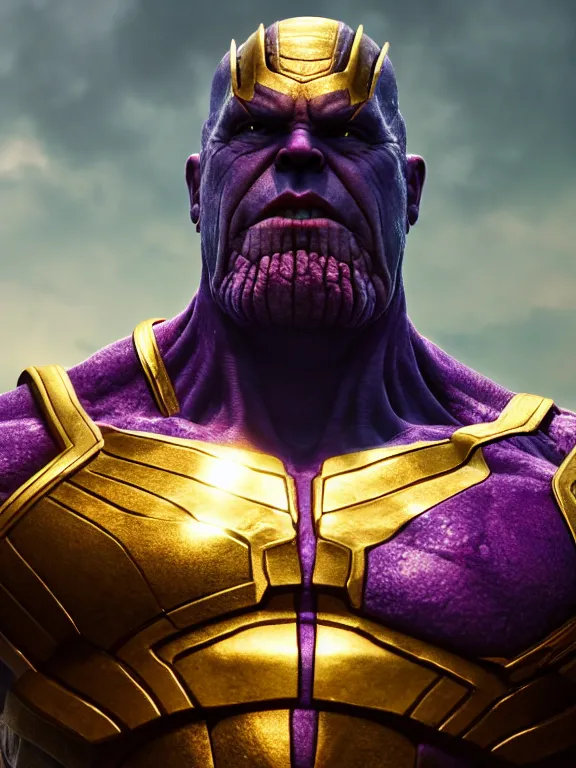 Prompt: portrait art of thanos 8k ultra realistic , lens flare, atmosphere, glow, detailed,intricate, full of colour, cinematic lighting, trending on artstation, 4k, hyperrealistic, focused, extreme details,unreal engine 5, cinematic, masterpiece
