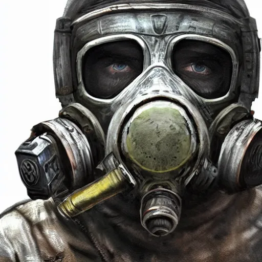 Prompt: portrait of Artyom from Metro 2033 wearing a gas mask, digital art, concept art, highly detailed, sharp focus