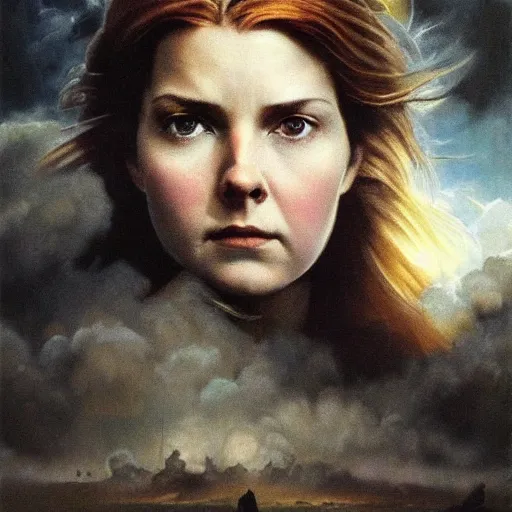 Prompt: ultra realistic portrait painting of the movie arrival, art by frank frazetta, vintage levi ’ s ad, stormy weather, dark vibes, 4 k, ultra realistic, highly detailed, epic lighting