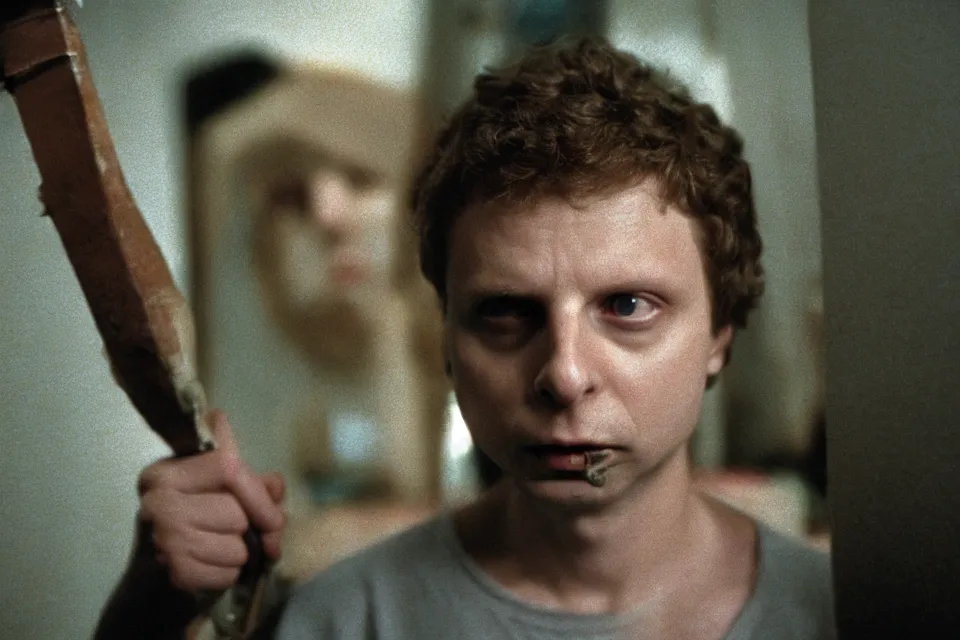 Image similar to michael cera as hannibal lecter in the silence of the lambs ( 1 9 9 1 ), cinematic, creepy, dramatic, 4 0 mm f / 2. 8, 3 5 mm film, color film