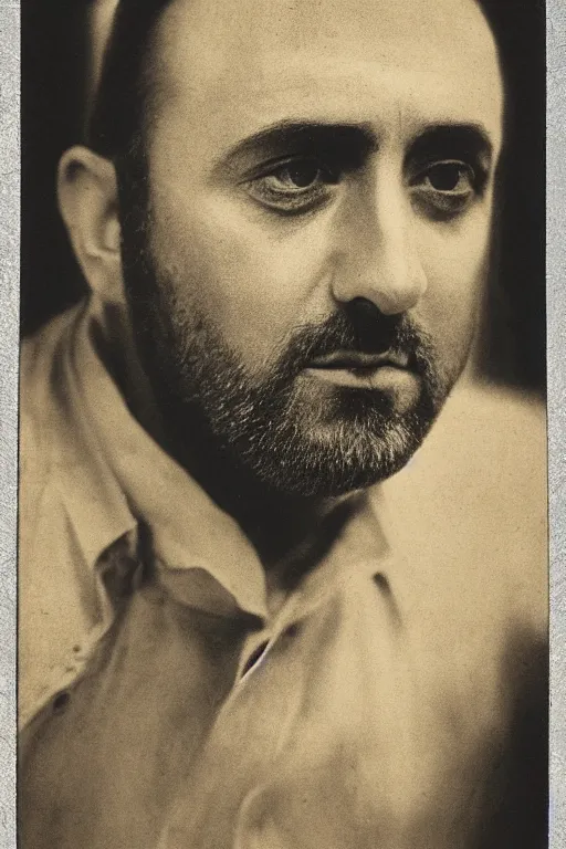 Image similar to richard garriott, portrait, full body, symmetrical features, silver iodide, 1 8 8 0 photograph, sepia tone, aged paper, sergio leone, master prime lenses, cinematic