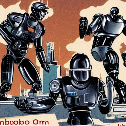 Image similar to robocop arresting all humans, detailed