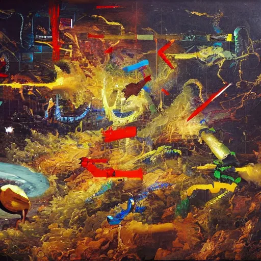 Prompt: an epic oil painting depicting the Konami Code