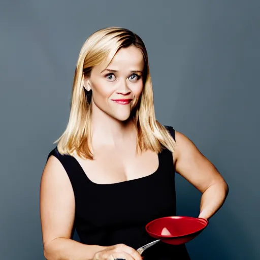 Prompt: Reese Witherspoon holding a spoon portrait 8k 50mm