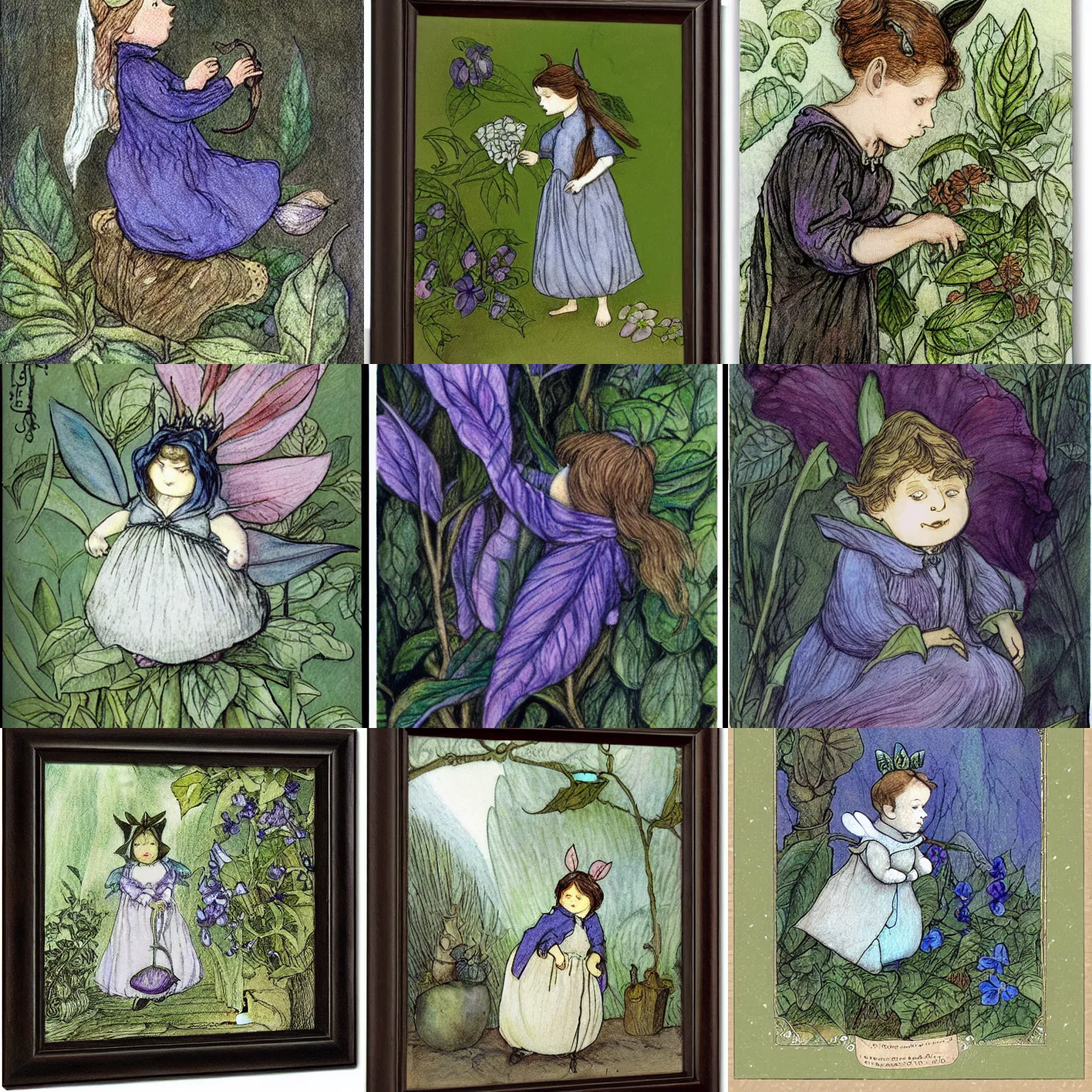 Prompt: nightshade belladonna fairy by Beatrix Potter