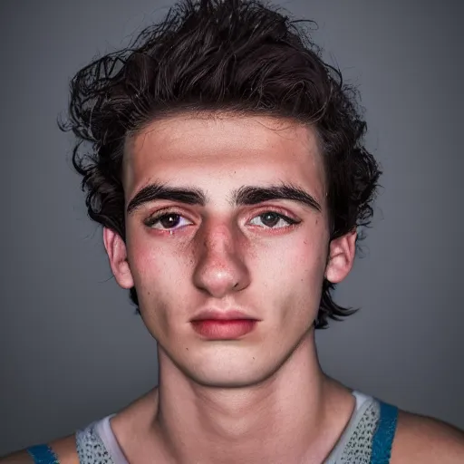 Prompt: hyper - realistic, kodachrome head and shoulders shot portrait of an ethereal 2 3 year old male, of slavic and turkish descent, short dark hair, gray eyes, slightly large nose, in the style of steve mccurry