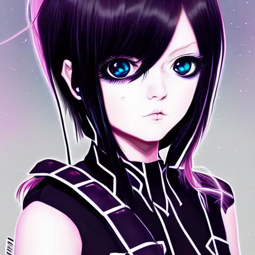 Image similar to portrait of beautiful cute goth anime girl in warhammer armor, art by kuvshinov ilya