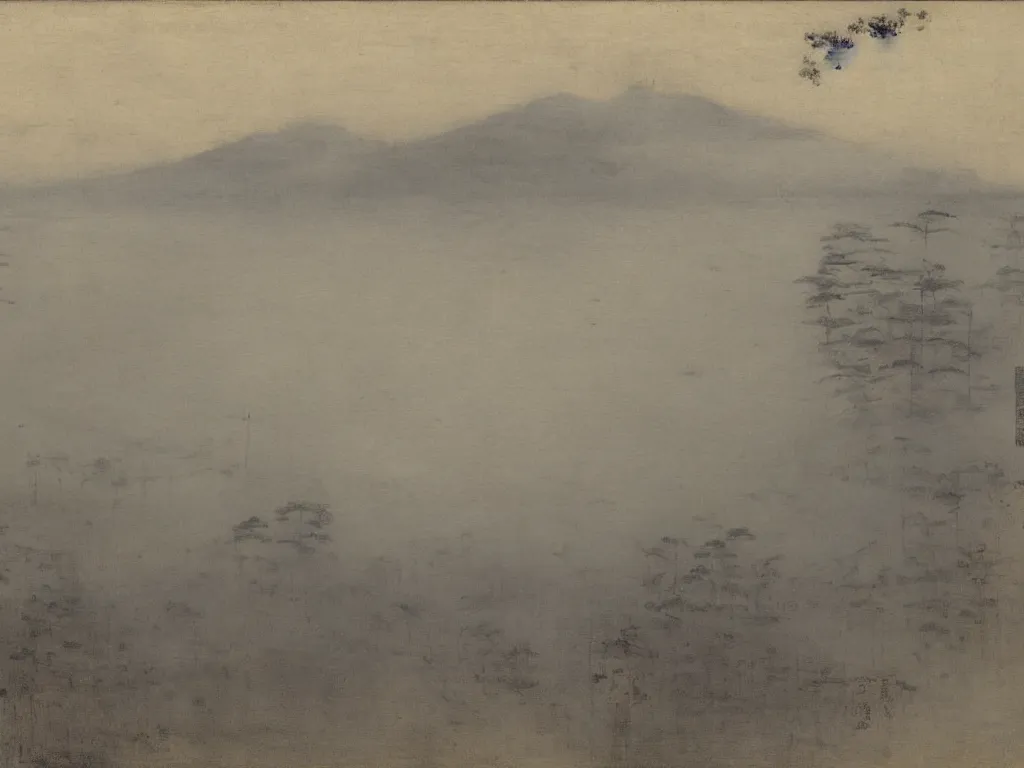 Image similar to View of the old Kyoto in the fog. Painting by Whistler