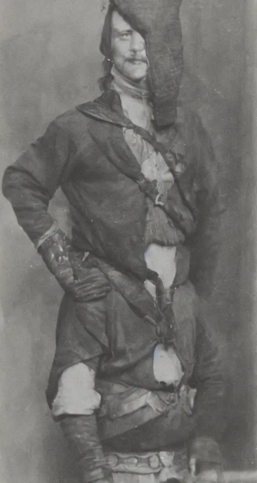 Image similar to a vintage photo, a portrait of Robin Hood