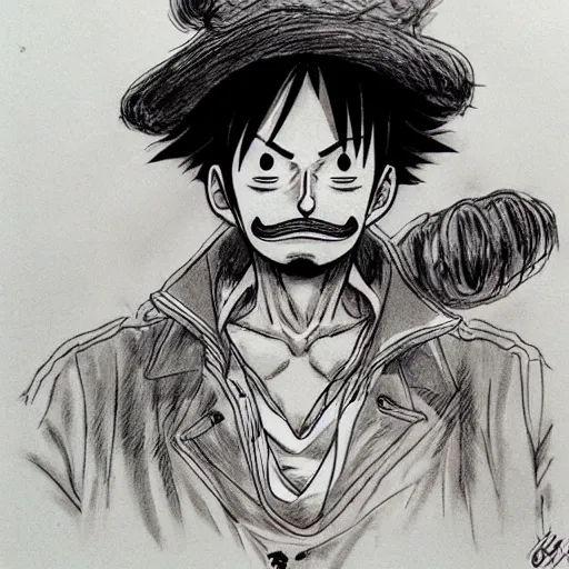 Image similar to [ luffy mustache ] ( by kim jung gi ) ( by george morikawa )