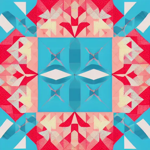 Prompt: vector art quilt pattern block symmetrical