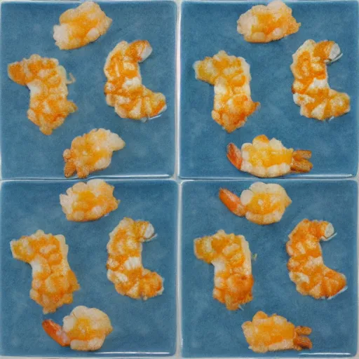 Prompt: tiled design tempura shrimp