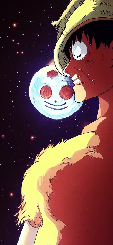 Prompt: “ a portrait photo of luffy in the moon, side shot, by shunji dodo, 8 k resolution, high quality ”