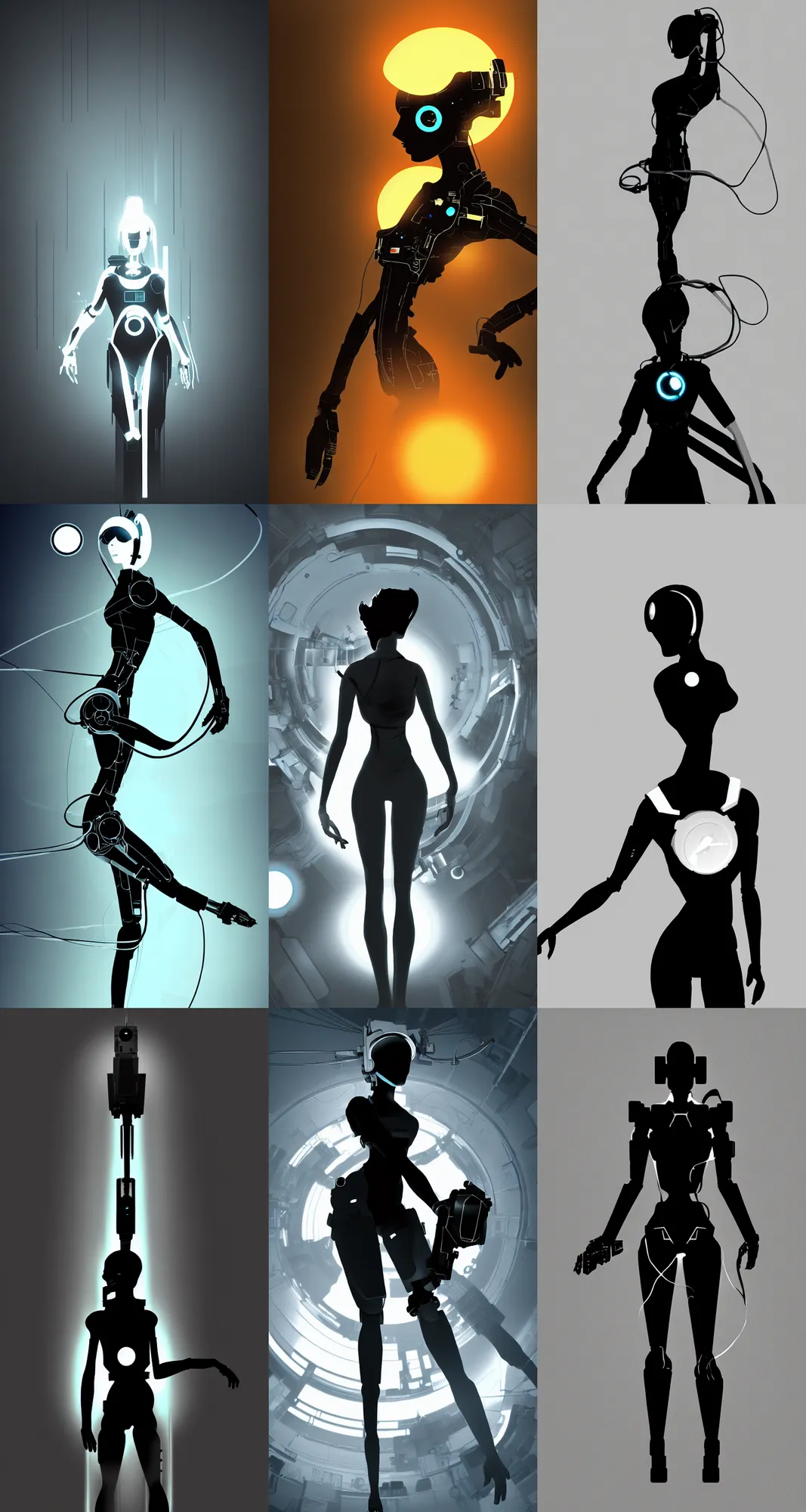 Prompt: glados, silhouette, wallpaper, desktop background, behance, artstation, deviantart