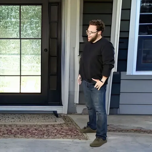 Prompt: Seth Rogen ring doorbell footage