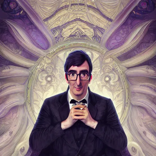 Prompt: photo booth, john oliver with adam driver, john oliver, adam driver, john oliver, stylized, centered, dark, smokey, fantasy, intricate, highly detailed, digital painting, deviant art, art by artgerm, art by greg rutkowski, art by alphonse mucha