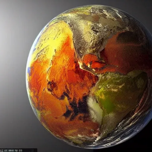 Image similar to planet made entirely of plutonium-239 going supercritical