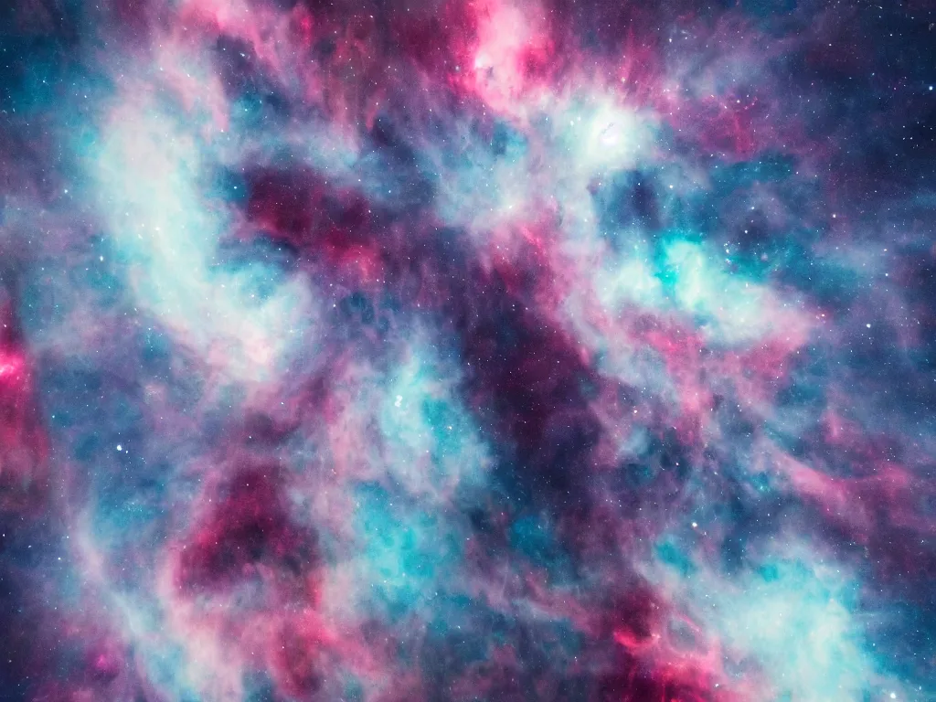 Prompt: First person view of jumping out of a spaceship into a nebula, DSLR photograph