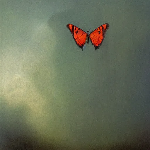 Prompt: butterfly by zdzisław beksiński