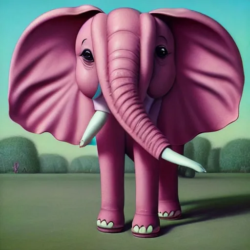 Image similar to a surreal picture of a pink elephant pastel colors by mark ryden insanely quality, elegant, highly detailed, digital painting, artstation, concept art, pop, smooth, sharp focus, illustration, art by mark ryden and lisa frank and dali 3 d 8 k ultra detailed