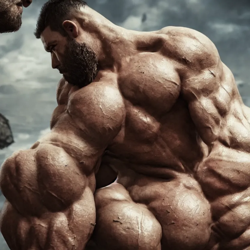 Image similar to a muscular man wearing torn clothes, looking to the right, profile picture, hyperrealistic, concept art, octane render, unreal engine 5, trending on artstation, high quality, highly detailed, 8 k, dramatic lighting, cinematic, high coherence, anatomically correct, five fingers, digital art, seductive