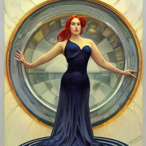 Image similar to a streamline moderne painting in the style of donato giancola, and in the style of charlie bowater, and in the style of alphonse mucha. symmetry, smooth, sharp focus, semi - realism, intricate detail.