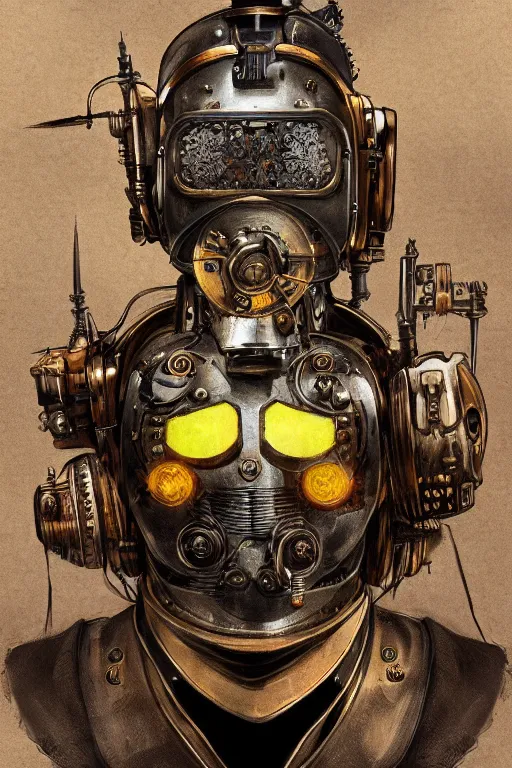 Image similar to steampunk helmet fantasy art mask robot ninja stylized digital illustration sharp focus, elegant intricate digital painting artstation concept art global illumination ray tracing advanced technology chaykin howard and campionpascale and cooke darwyn and davis jack