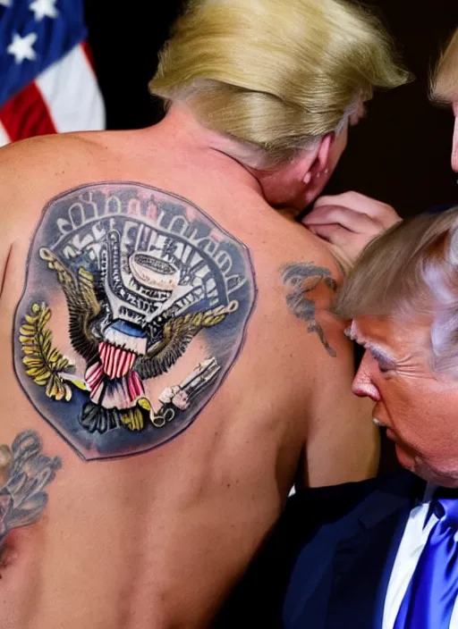Image similar to a back tattoo of both biden and trump