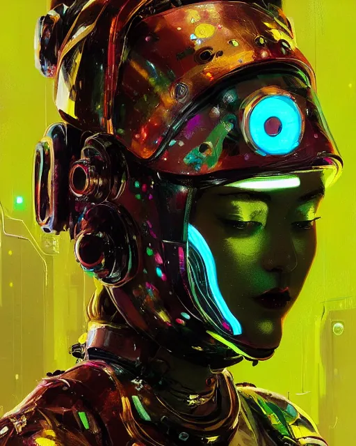 Image similar to detailed portrait Neon Spacesuit Girl, cyberpunk futuristic neon, reflective puffy coat, decorated with traditional Japanese ornaments by Ismail inceoglu dragan bibin hans thoma greg rutkowski Alexandros Pyromallis Nekro Rene Maritte Illustrated, Perfect face, fine details, realistic shaded, fine-face, pretty face