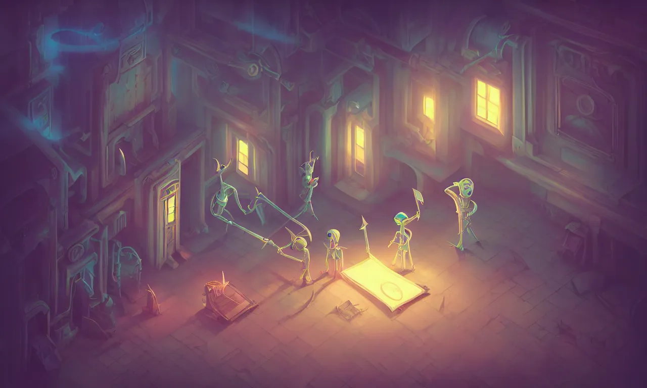 Prompt: wizard robots deliver tools, twoddle, faked ticket, kerberos realm, old directory book, nordic pastel colors, abandoned tall hall, 3 d art, digital illustration, perfect lighting