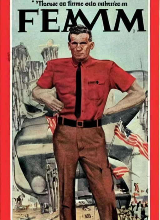 Image similar to Fascist TIme Magazine Cover of 1960, 8K, sharp focus, HD