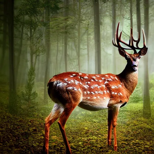 Prompt: a transparent deer in the forest of dreams
