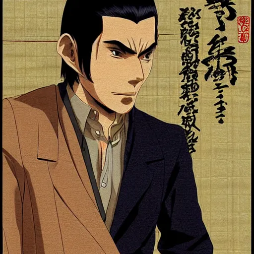 Image similar to anime joseph goebbels as yakuza by hasui kawase by richard schmid