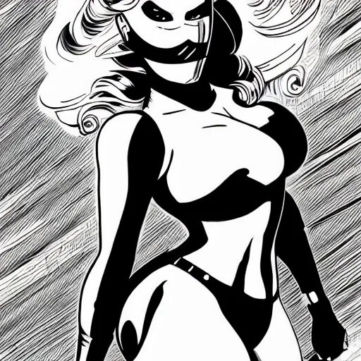 Image similar to sydney savage danger girl pin - up, mask covering mouth, medium shot, bruce timm, j. scott campbell, andy hartnell, inked, tight fit, curvaceous, slim, pinned against a wall