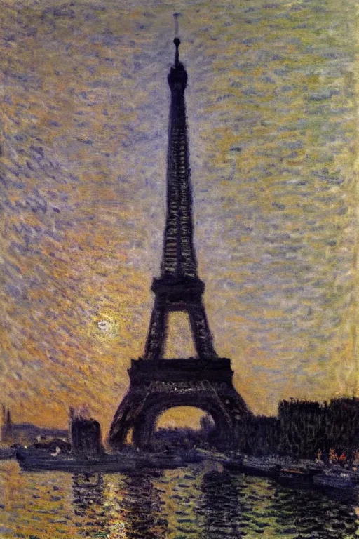 Prompt: a painting of the eiffel tower by claude monet