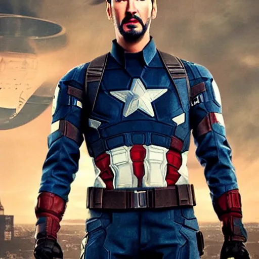 Image similar to Keanu reeves as Captain America 4K quality super realistic