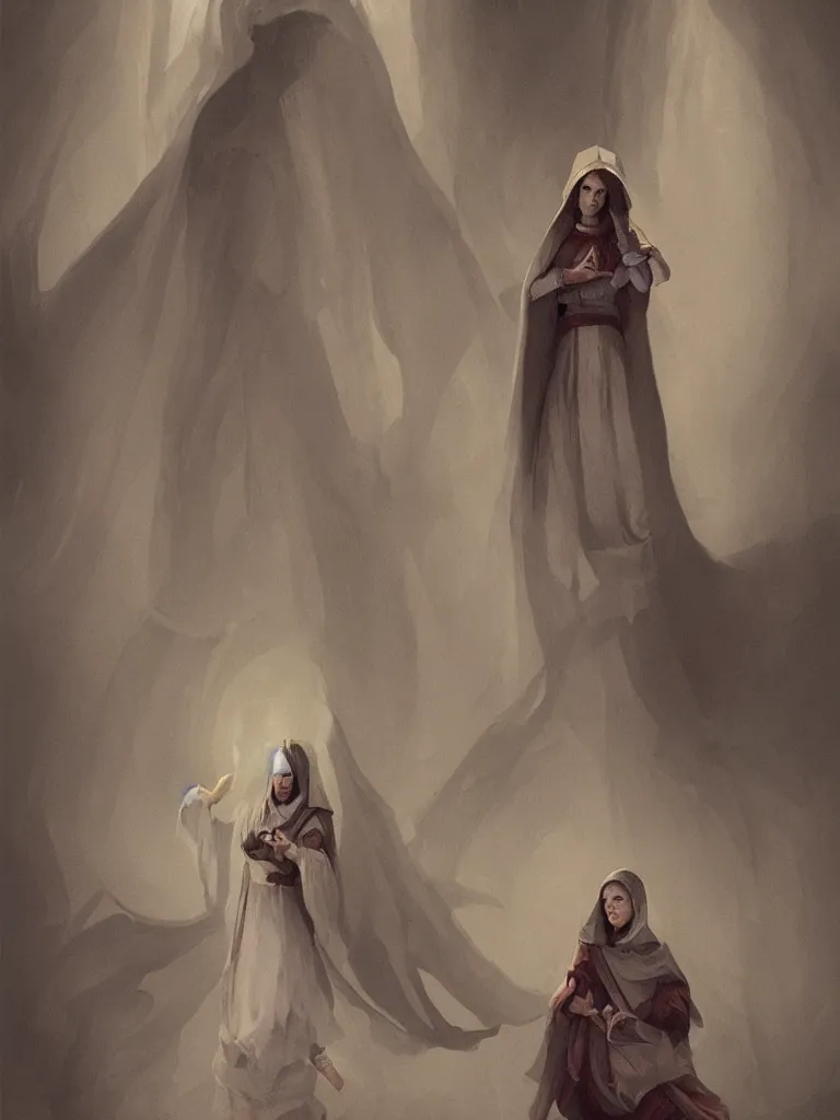 Image similar to religious woman by disney concept artists, blunt borders, rule of thirds