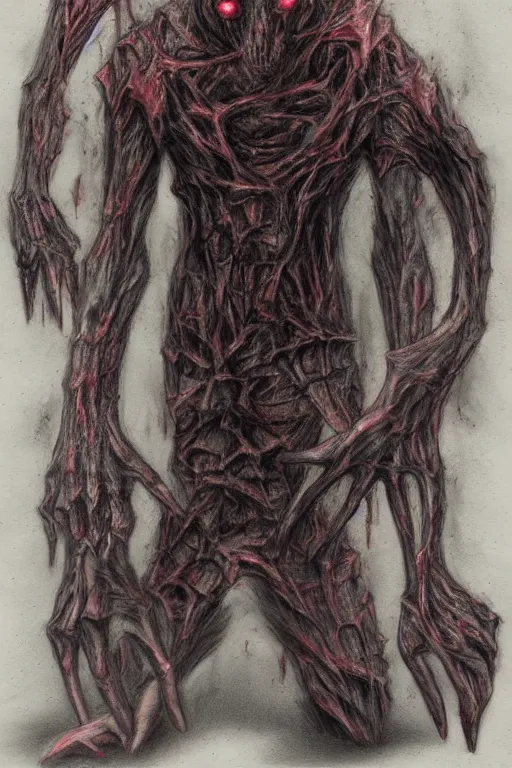 Image similar to concept art for an unused Silent Hill 2 monster, creepy, horror, color pencil art, trending on artstation, highly detailed