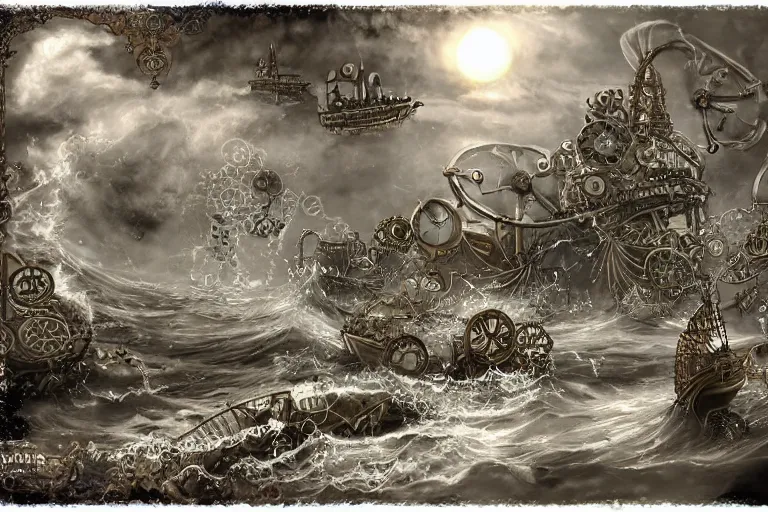 Prompt: steampunk ocean