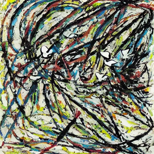 Image similar to a human ear shaped portal, doves flying into the portal, peaceful, by jackson pollock