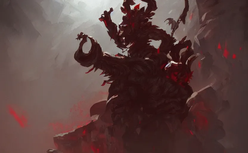 Image similar to A painting of an Oni trending on artstation in the style of Greg Rutkowski