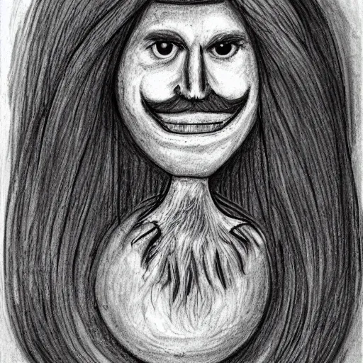 Prompt: sketch of a caucasian face, medium long hair, bad skin, skinny, oval head shape, smiling, climber, weed, mushroom