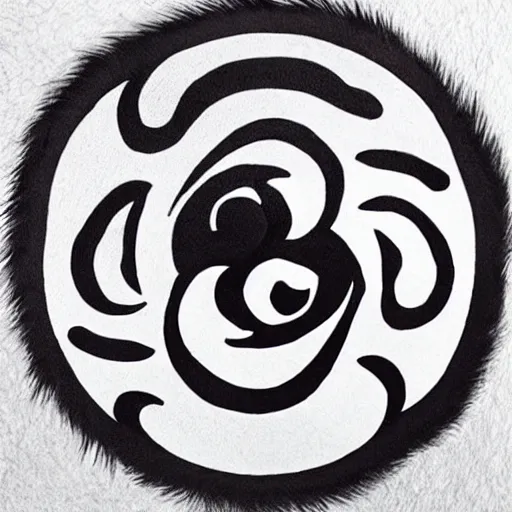 Prompt: symetrical yin yang symbol made of wolf fur