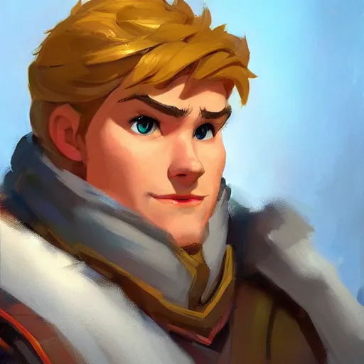 Image similar to greg manchess portrait painting of kristoff from frozen as overwatch character, medium shot, asymmetrical, profile picture, organic painting, sunny day, matte painting, bold shapes, hard edges, street art, trending on artstation, by huang guangjian and gil elvgren and sachin teng