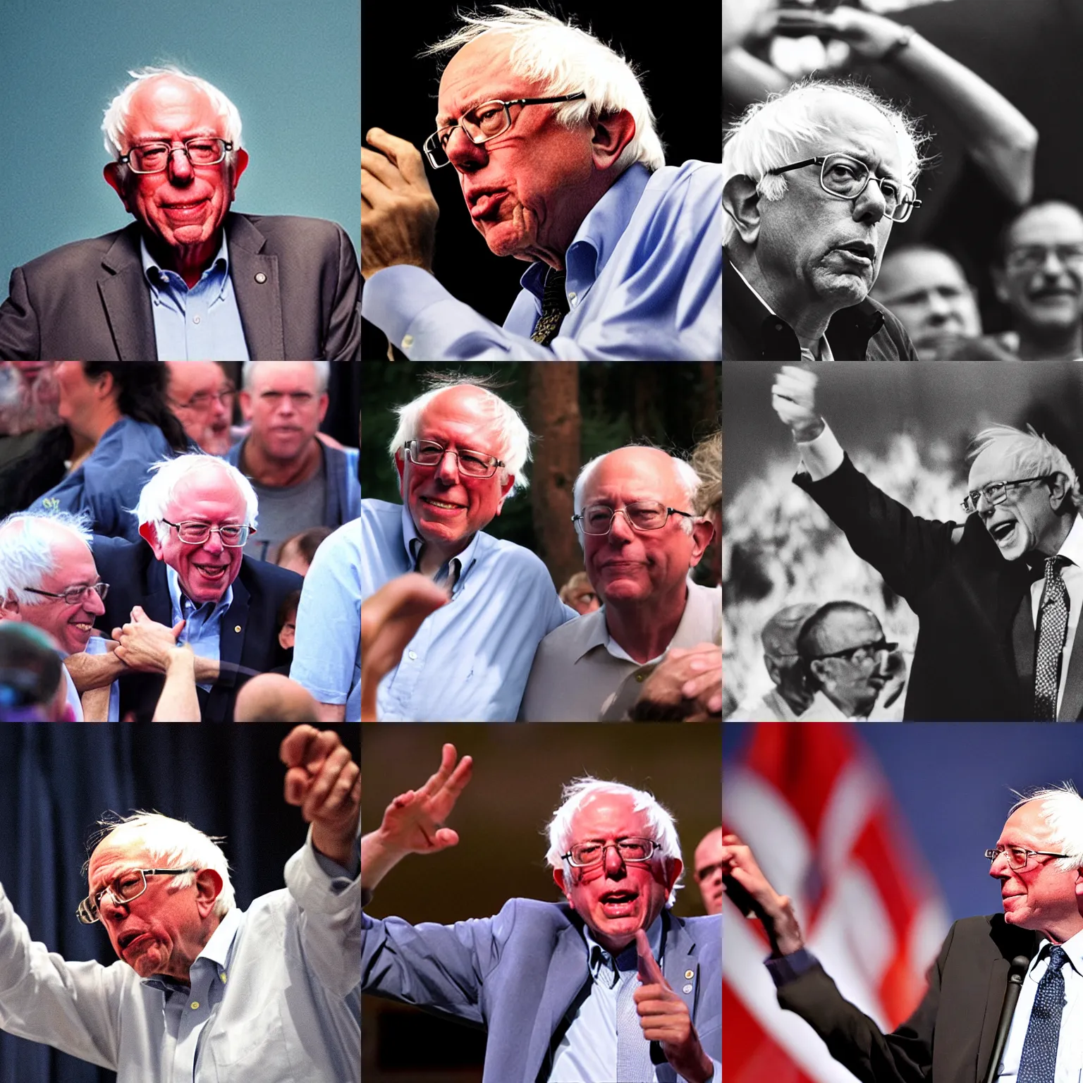 Prompt: photograph of bernie sanders with hairy armpits